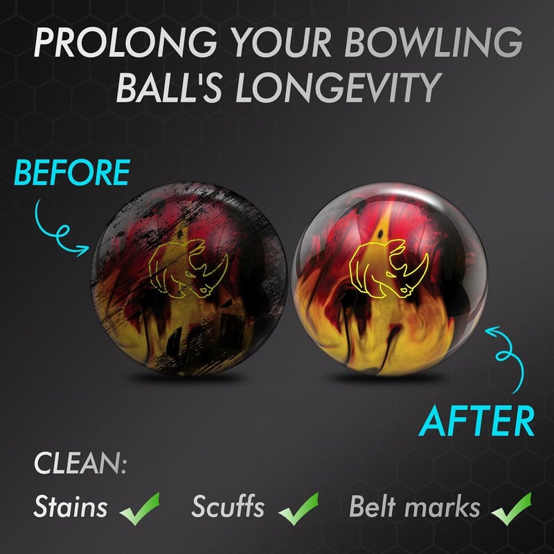 QONS Bowling Ball Cleaner Spray - 1 Pack Bowling Cleaner Set with Cleaning Towel, Portable Bowling Accessories Kit - Removes Oil, Stains & Scuffs - Enhances Grip, Restores Tack & Prolongs Lifespan of Ball - Image 5